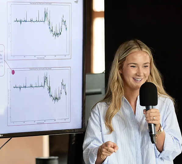 A VISFO team member presenting at a client session